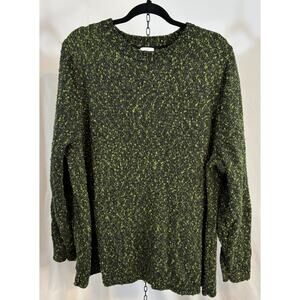 J Jill Women’s Harvest Moon Sweater Size XXL Green Black Pullover Chunky Knit